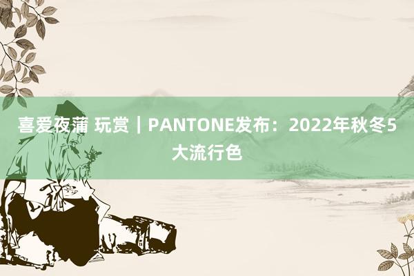 喜爱夜蒲 玩赏｜PANTONE发布：2022年秋冬5大流行色