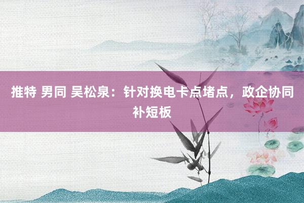推特 男同 吴松泉：针对换电卡点堵点，政企协同补短板