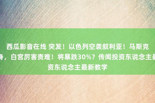 西瓜影音在线 突发！以色列空袭叙利亚！马斯克引火上身，白宫厉害责难！将暴跌30%？传闻投资东说念主最新教学