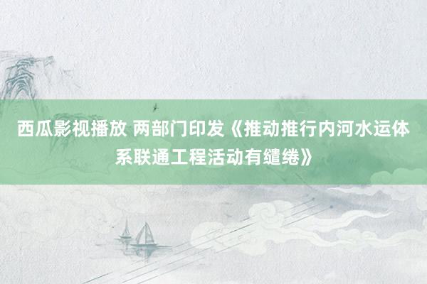 西瓜影视播放 两部门印发《推动推行内河水运体系联通工程活动有缱绻》